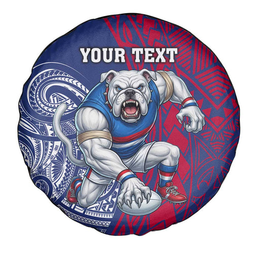 Personalised Western Bulldogs Mascot Spare Tire Cover Polynesian Tribal Pattern Bold Bulldog Football