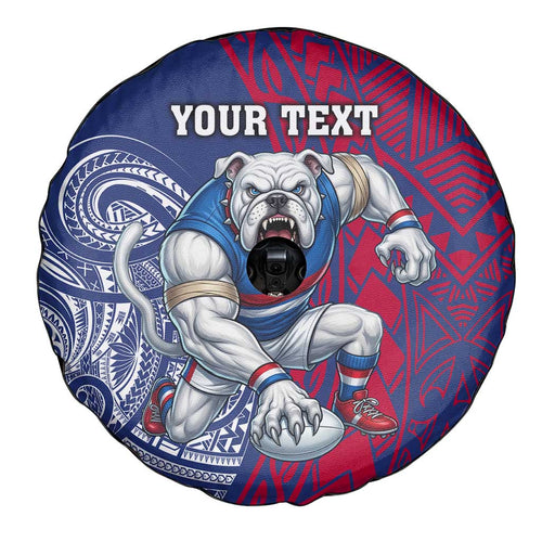 Personalised Western Bulldogs Mascot Spare Tire Cover Polynesian Tribal Pattern Bold Bulldog Football
