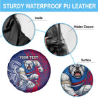 Personalised Western Bulldogs Mascot Spare Tire Cover Polynesian Tribal Pattern Bold Bulldog Football