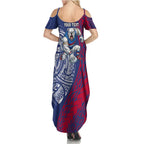 Personalised Western Bulldogs Mascot Summer Maxi Dress Polynesian Tribal Pattern Bold Bulldog Football