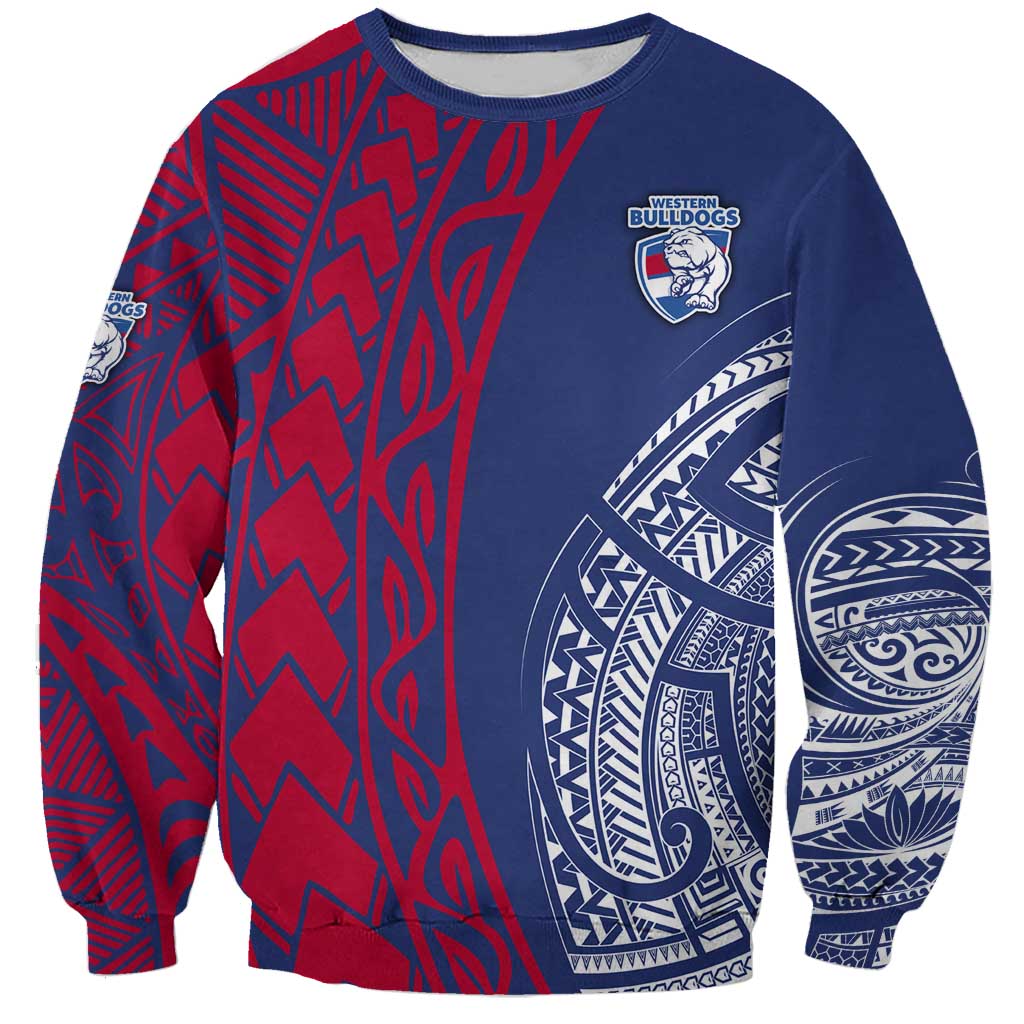 Personalised Western Bulldogs Mascot Sweatshirt Polynesian Tribal Pattern Bold Bulldog Football