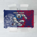 Personalised Western Bulldogs Mascot Tablecloth Polynesian Tribal Pattern Bold Bulldog Football