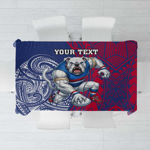 Personalised Western Bulldogs Mascot Tablecloth Polynesian Tribal Pattern Bold Bulldog Football