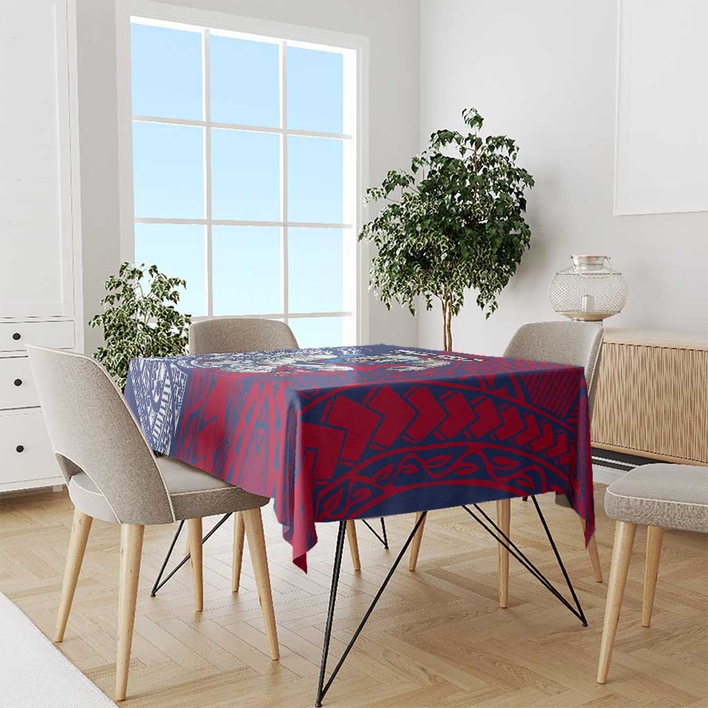 Personalised Western Bulldogs Mascot Tablecloth Polynesian Tribal Pattern Bold Bulldog Football