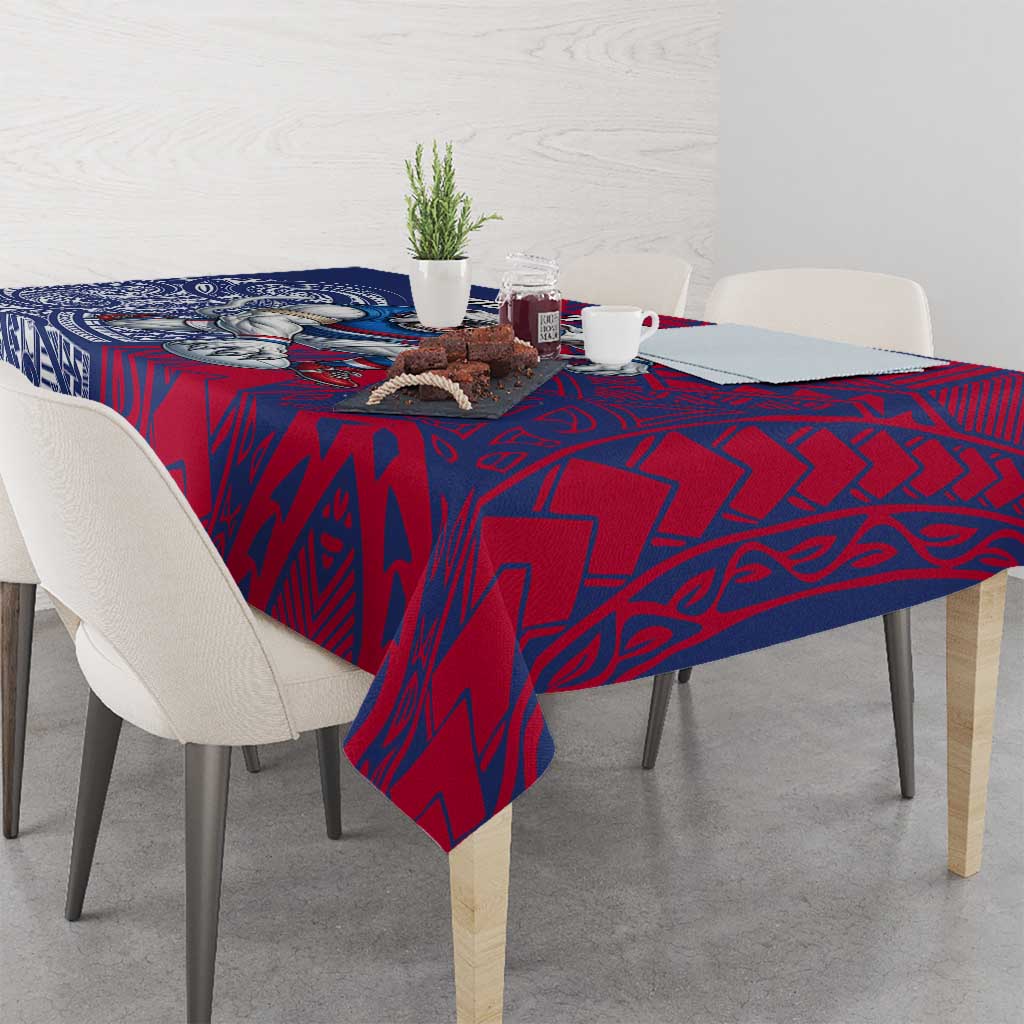 Personalised Western Bulldogs Mascot Tablecloth Polynesian Tribal Pattern Bold Bulldog Football