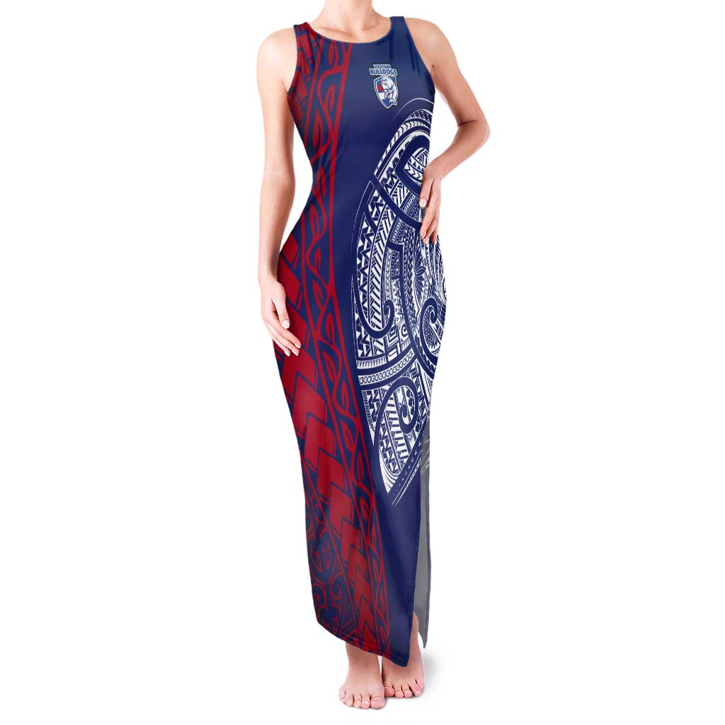 Personalised Western Bulldogs Mascot Tank Maxi Dress Polynesian Tribal Pattern Bold Bulldog Football
