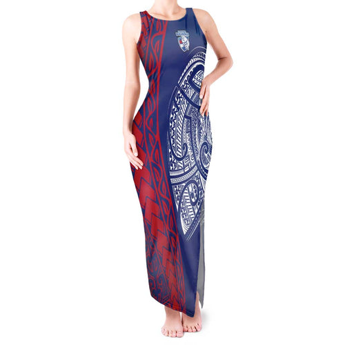 Personalised Western Bulldogs Mascot Tank Maxi Dress Polynesian Tribal Pattern Bold Bulldog Football