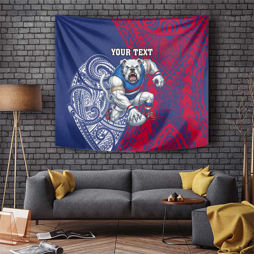 Personalised Western Bulldogs Mascot Tapestry Polynesian Tribal Pattern Bold Bulldog Football