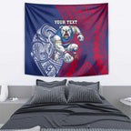 Personalised Western Bulldogs Mascot Tapestry Polynesian Tribal Pattern Bold Bulldog Football