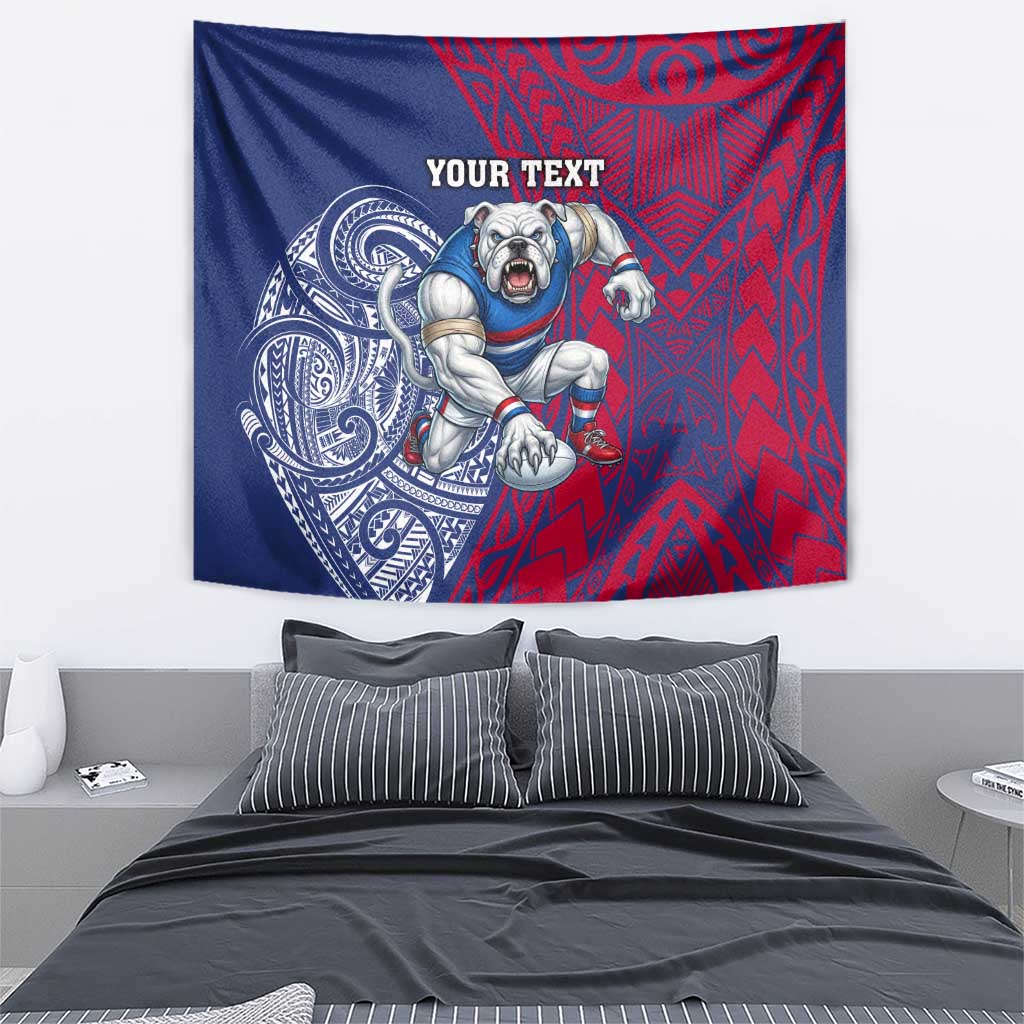 Personalised Western Bulldogs Mascot Tapestry Polynesian Tribal Pattern Bold Bulldog Football