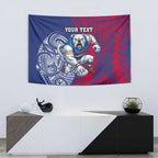 Personalised Western Bulldogs Mascot Tapestry Polynesian Tribal Pattern Bold Bulldog Football