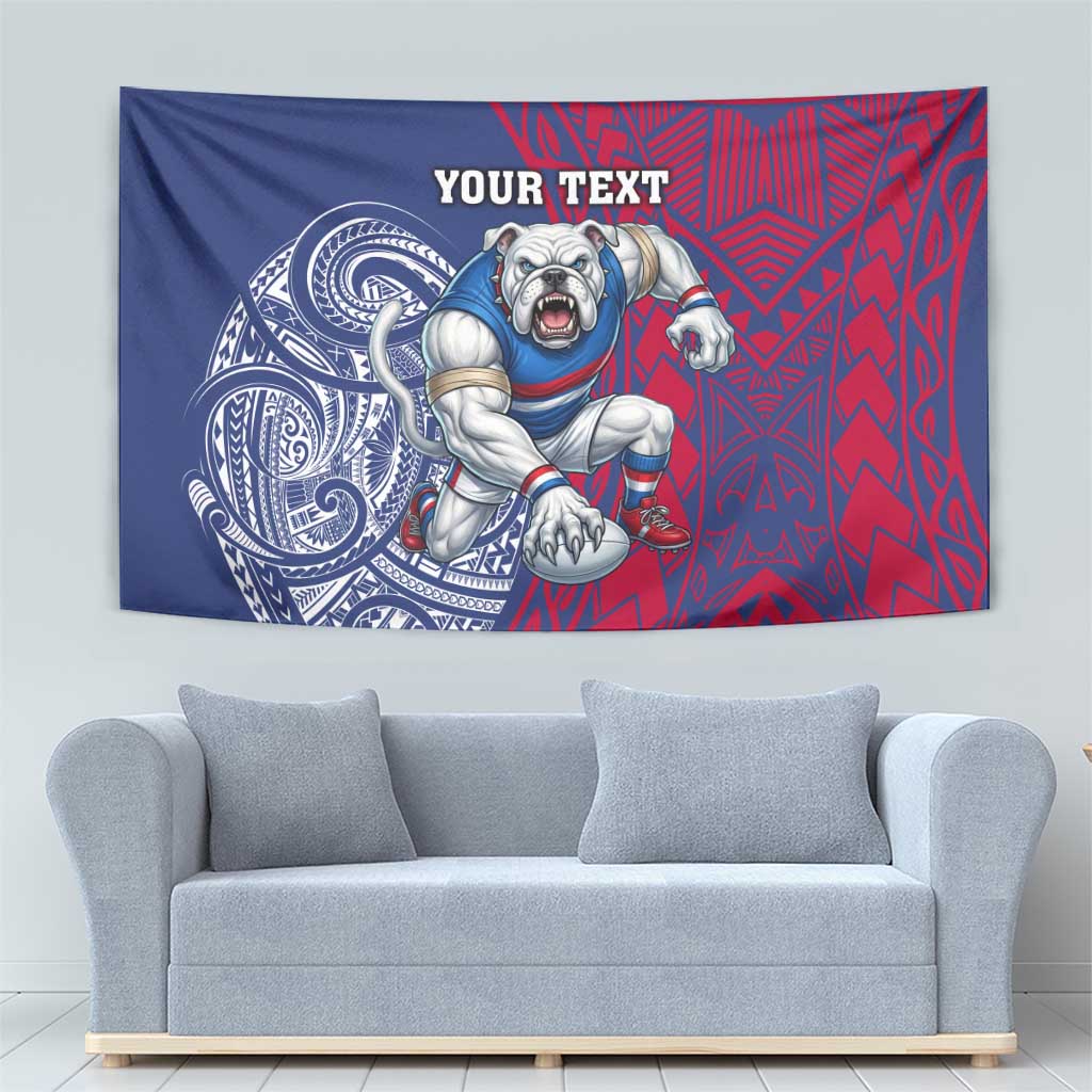 Personalised Western Bulldogs Mascot Tapestry Polynesian Tribal Pattern Bold Bulldog Football