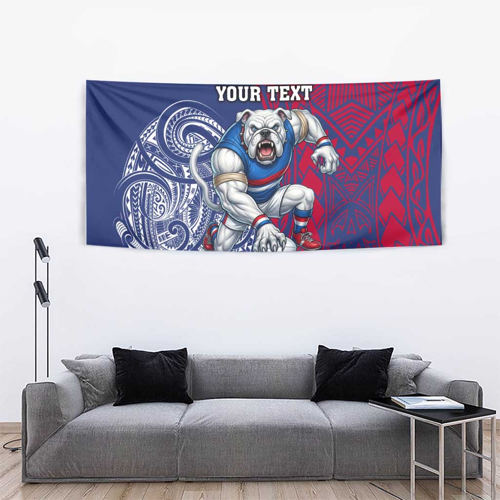 Personalised Western Bulldogs Mascot Tapestry Polynesian Tribal Pattern Bold Bulldog Football