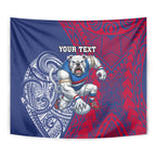 Personalised Western Bulldogs Mascot Tapestry Polynesian Tribal Pattern Bold Bulldog Football
