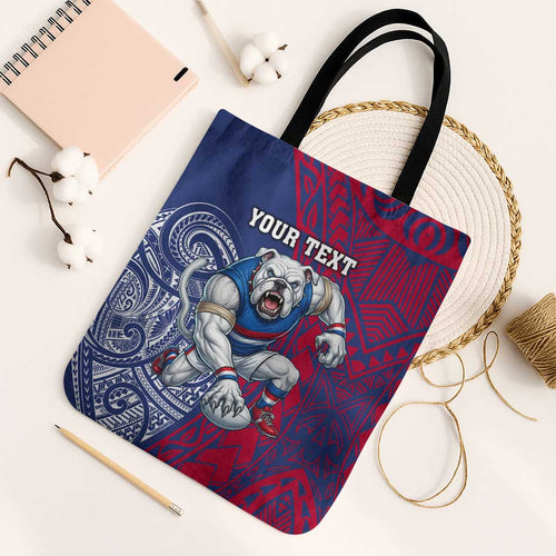 Personalised Western Bulldogs Mascot Tote Bag Polynesian Tribal Pattern Bold Bulldog Football