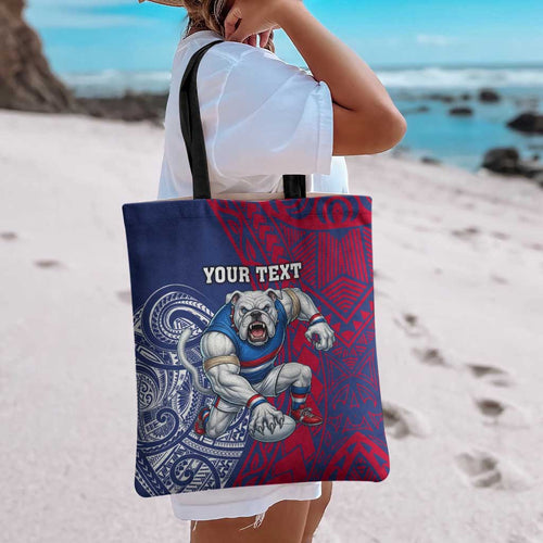 Personalised Western Bulldogs Mascot Tote Bag Polynesian Tribal Pattern Bold Bulldog Football