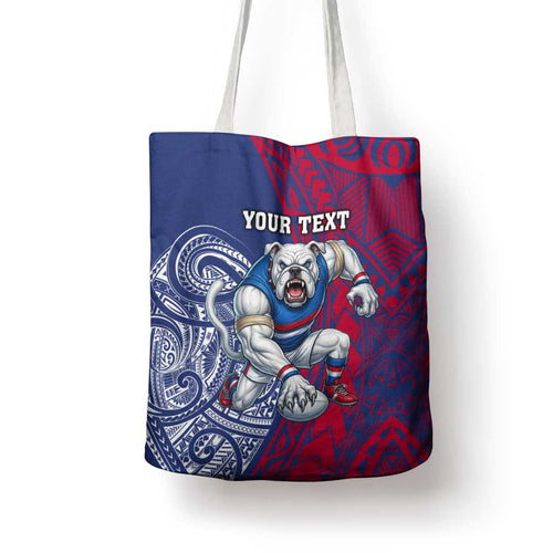 Personalised Western Bulldogs Mascot Tote Bag Polynesian Tribal Pattern Bold Bulldog Football