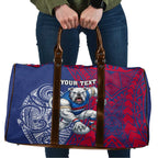 Personalised Western Bulldogs Mascot Travel Bag Polynesian Tribal Pattern Bold Bulldog Football