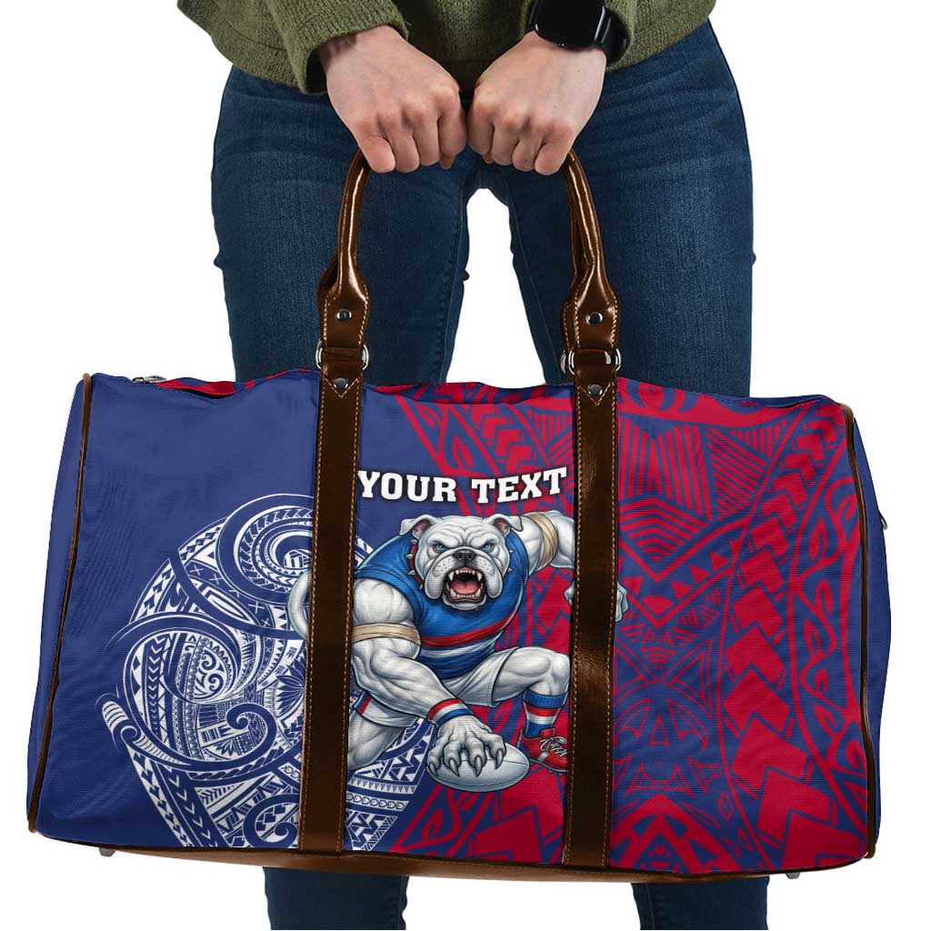 Personalised Western Bulldogs Mascot Travel Bag Polynesian Tribal Pattern Bold Bulldog Football