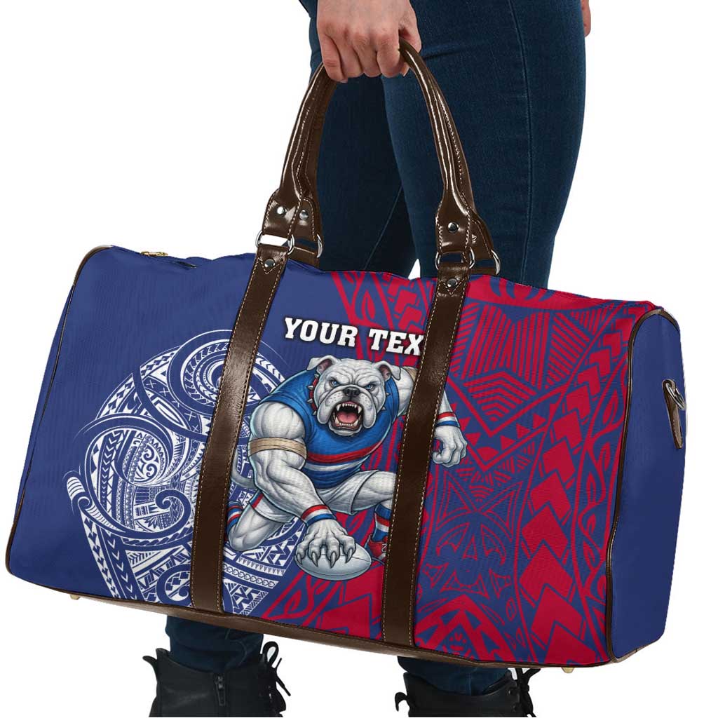 Personalised Western Bulldogs Mascot Travel Bag Polynesian Tribal Pattern Bold Bulldog Football