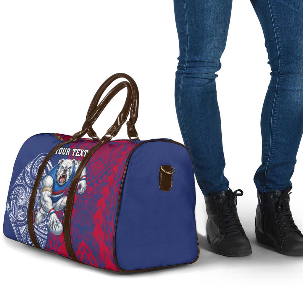Personalised Western Bulldogs Mascot Travel Bag Polynesian Tribal Pattern Bold Bulldog Football
