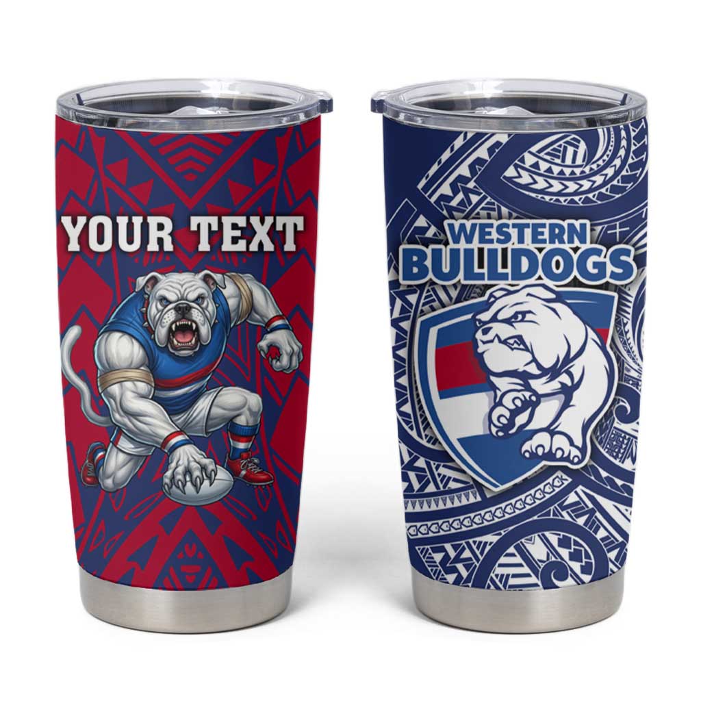 Personalised Western Bulldogs Mascot Tumbler Cup Polynesian Tribal Pattern Bold Bulldog Football