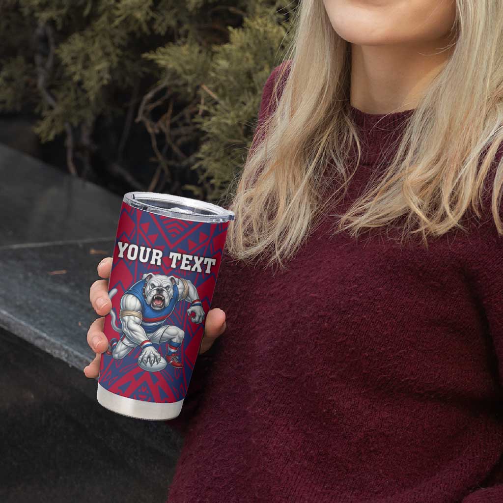 Personalised Western Bulldogs Mascot Tumbler Cup Polynesian Tribal Pattern Bold Bulldog Football