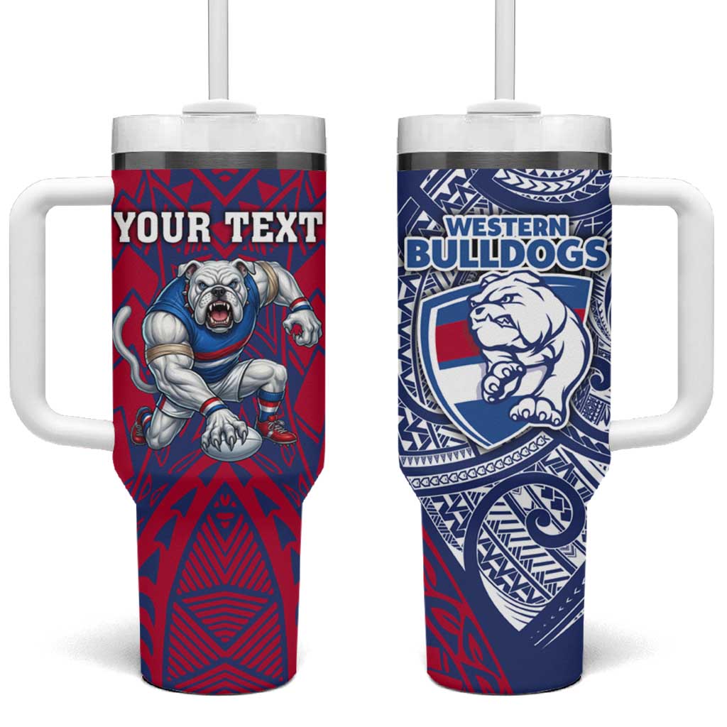 Personalised Western Bulldogs Mascot Tumbler With Handle Polynesian Tribal Pattern Bold Bulldog Football