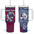 Personalised Western Bulldogs Mascot Tumbler With Handle Polynesian Tribal Pattern Bold Bulldog Football