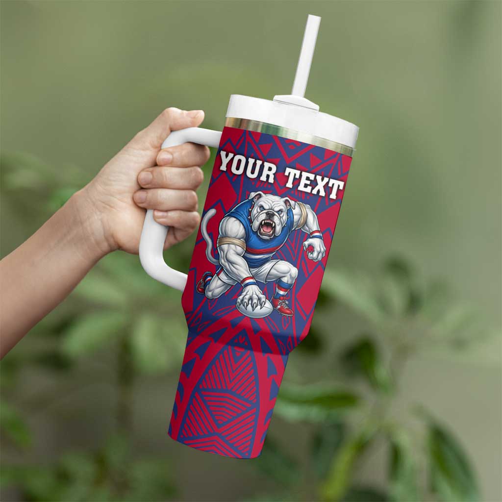 Personalised Western Bulldogs Mascot Tumbler With Handle Polynesian Tribal Pattern Bold Bulldog Football