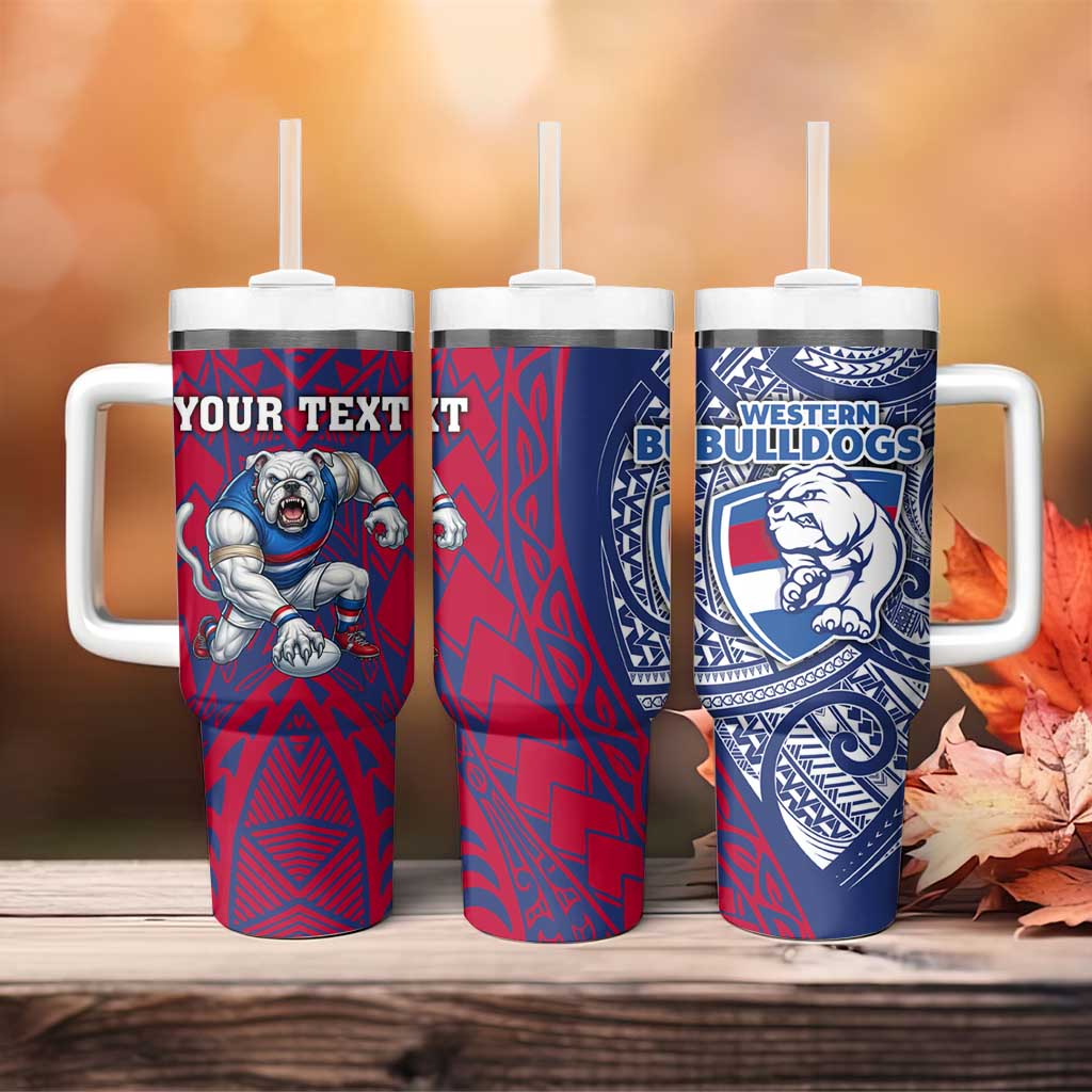 Personalised Western Bulldogs Mascot Tumbler With Handle Polynesian Tribal Pattern Bold Bulldog Football