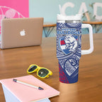 Personalised Western Bulldogs Mascot Tumbler With Handle Polynesian Tribal Pattern Bold Bulldog Football
