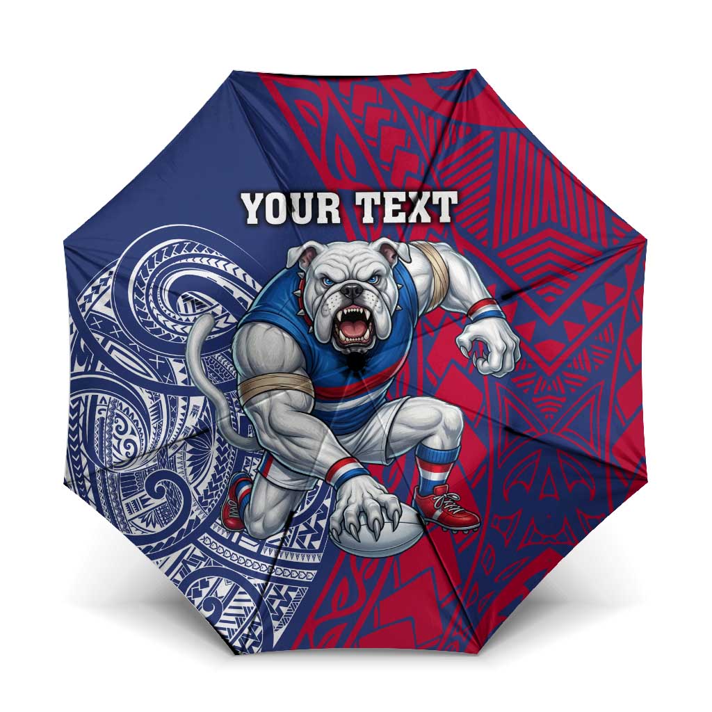 Personalised Western Bulldogs Mascot Umbrella Polynesian Tribal Pattern Bold Bulldog Football