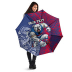 Personalised Western Bulldogs Mascot Umbrella Polynesian Tribal Pattern Bold Bulldog Football