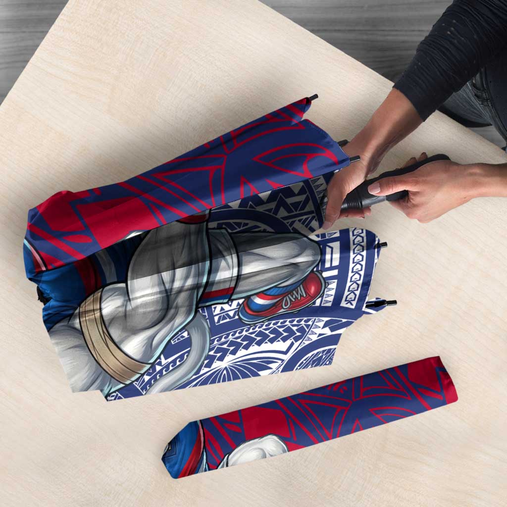 Personalised Western Bulldogs Mascot Umbrella Polynesian Tribal Pattern Bold Bulldog Football