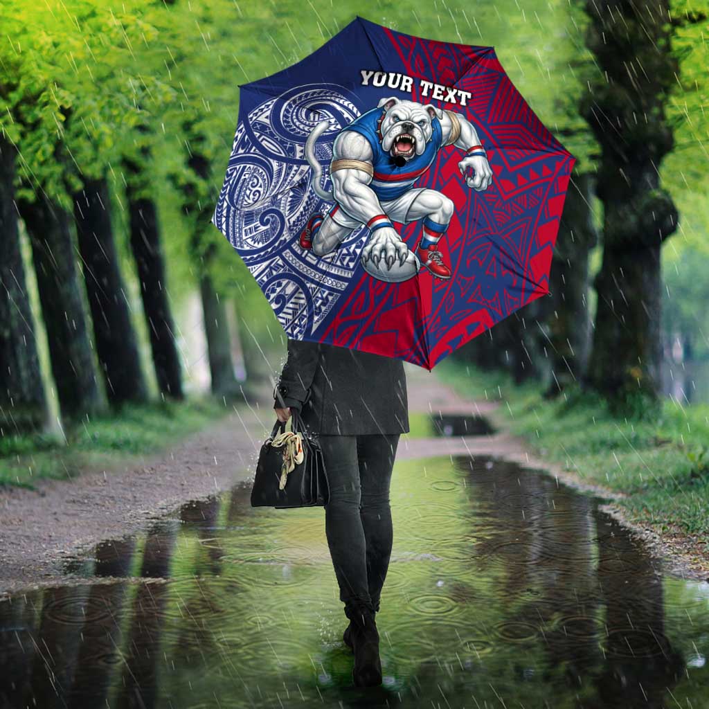 Personalised Western Bulldogs Mascot Umbrella Polynesian Tribal Pattern Bold Bulldog Football