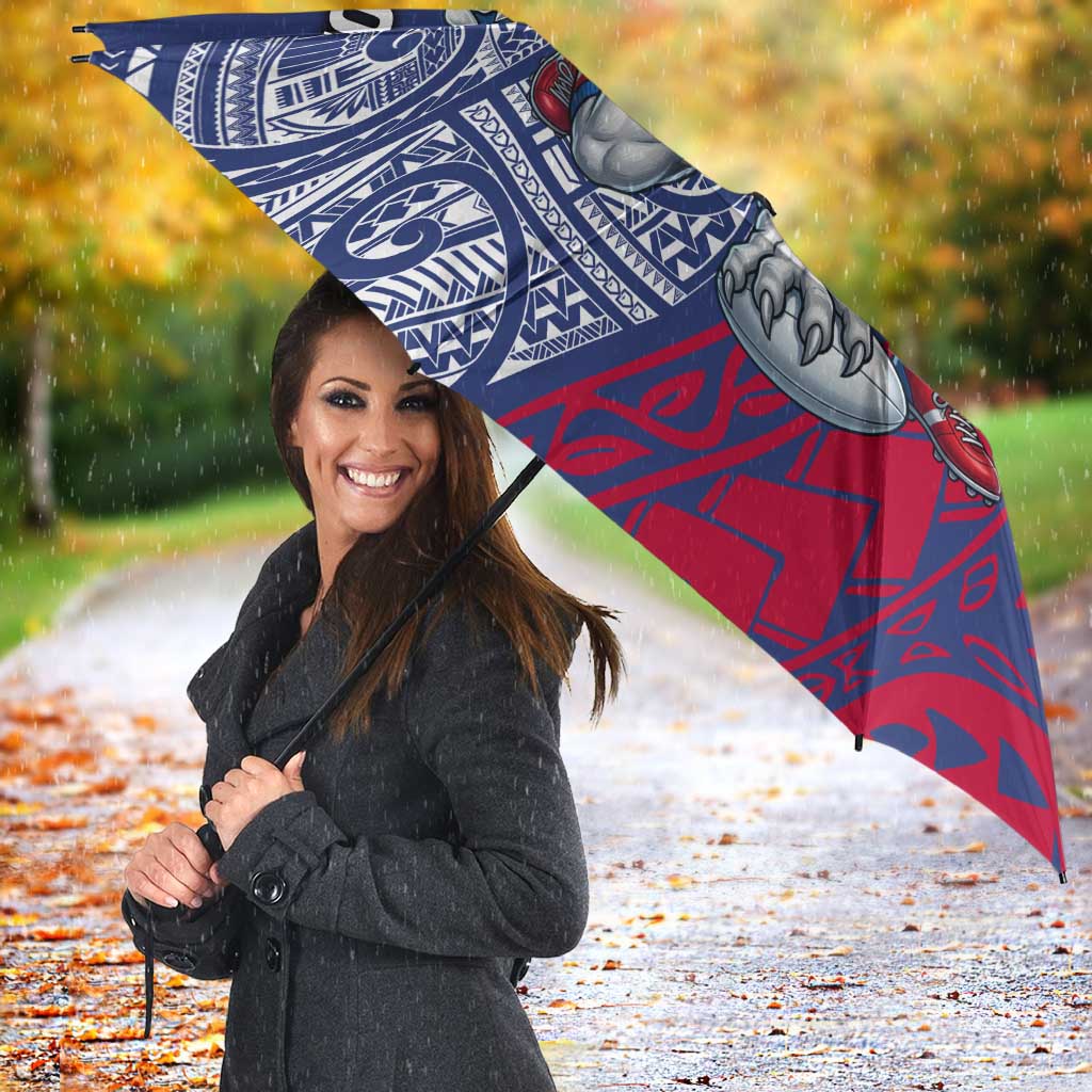 Personalised Western Bulldogs Mascot Umbrella Polynesian Tribal Pattern Bold Bulldog Football