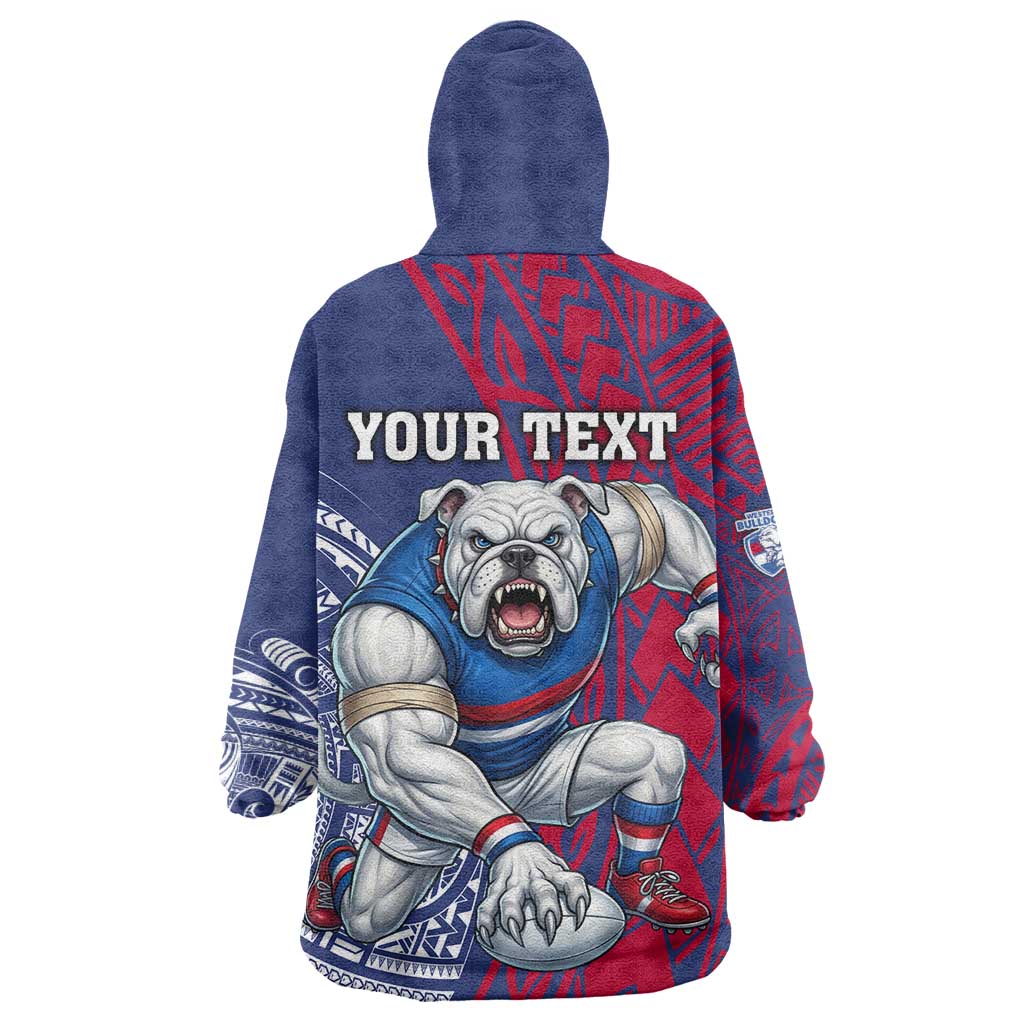 Personalised Western Bulldogs Mascot Wearable Blanket Hoodie Polynesian Tribal Pattern Bold Bulldog Football