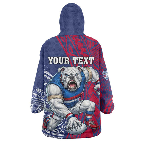Personalised Western Bulldogs Mascot Wearable Blanket Hoodie Polynesian Tribal Pattern Bold Bulldog Football