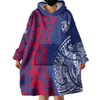 Personalised Western Bulldogs Mascot Wearable Blanket Hoodie Polynesian Tribal Pattern Bold Bulldog Football