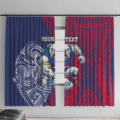 Personalised Western Bulldogs Mascot Window Curtain Polynesian Tribal Pattern Bold Bulldog Football