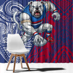 Personalised Western Bulldogs Mascot Window Curtain Polynesian Tribal Pattern Bold Bulldog Football
