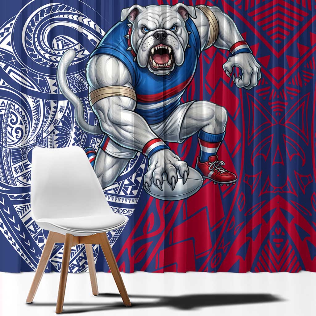 Personalised Western Bulldogs Mascot Window Curtain Polynesian Tribal Pattern Bold Bulldog Football