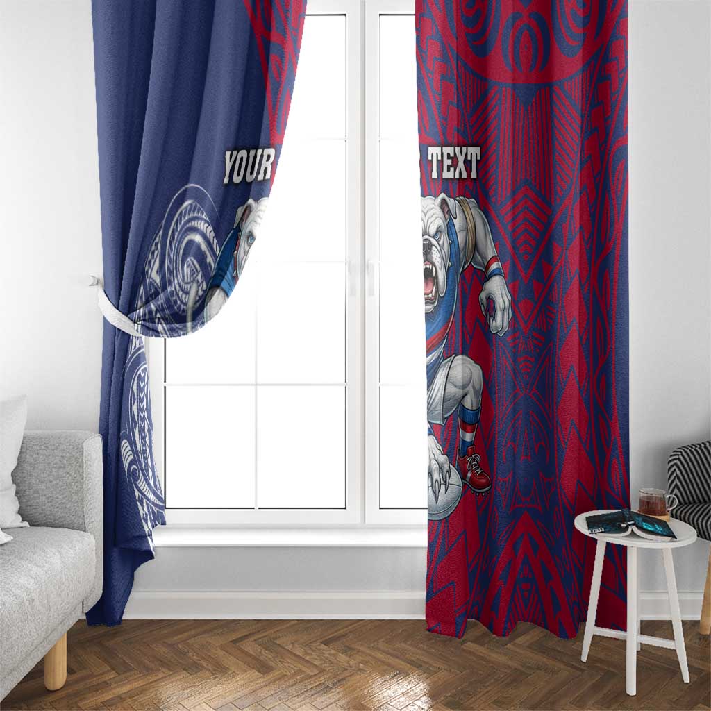 Personalised Western Bulldogs Mascot Window Curtain Polynesian Tribal Pattern Bold Bulldog Football