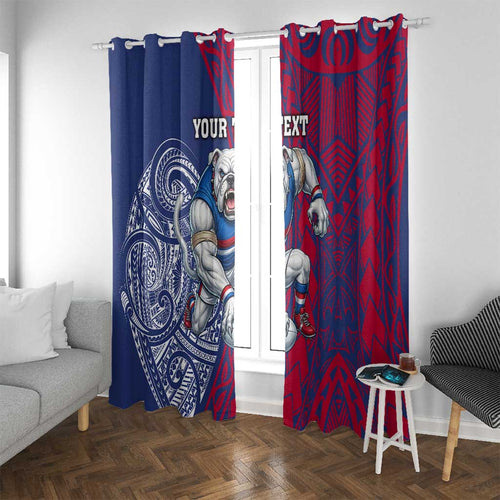Personalised Western Bulldogs Mascot Window Curtain Polynesian Tribal Pattern Bold Bulldog Football
