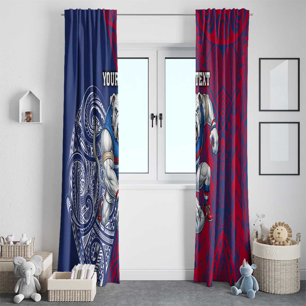 Personalised Western Bulldogs Mascot Window Curtain Polynesian Tribal Pattern Bold Bulldog Football