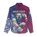 Personalised Western Bulldogs Mascot Women Casual Shirt Polynesian Tribal Pattern Bold Bulldog Football