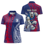 Personalised Western Bulldogs Mascot Women Polo Shirt Polynesian Tribal Pattern Bold Bulldog Football