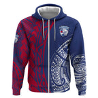 Personalised Western Bulldogs Mascot Zip Hoodie Polynesian Tribal Pattern Bold Bulldog Football