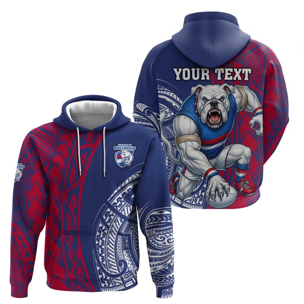Personalised Western Bulldogs Mascot Zip Hoodie Polynesian Tribal Pattern Bold Bulldog Football
